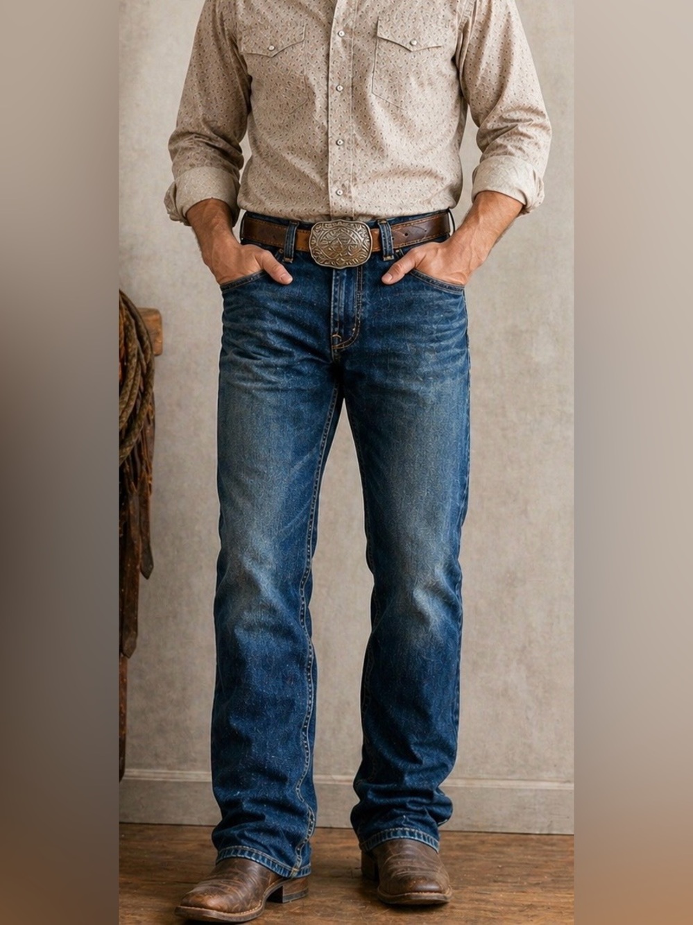 Cinch Jeans Mens 33x34 Medium Wash Straight Leg Western Denim